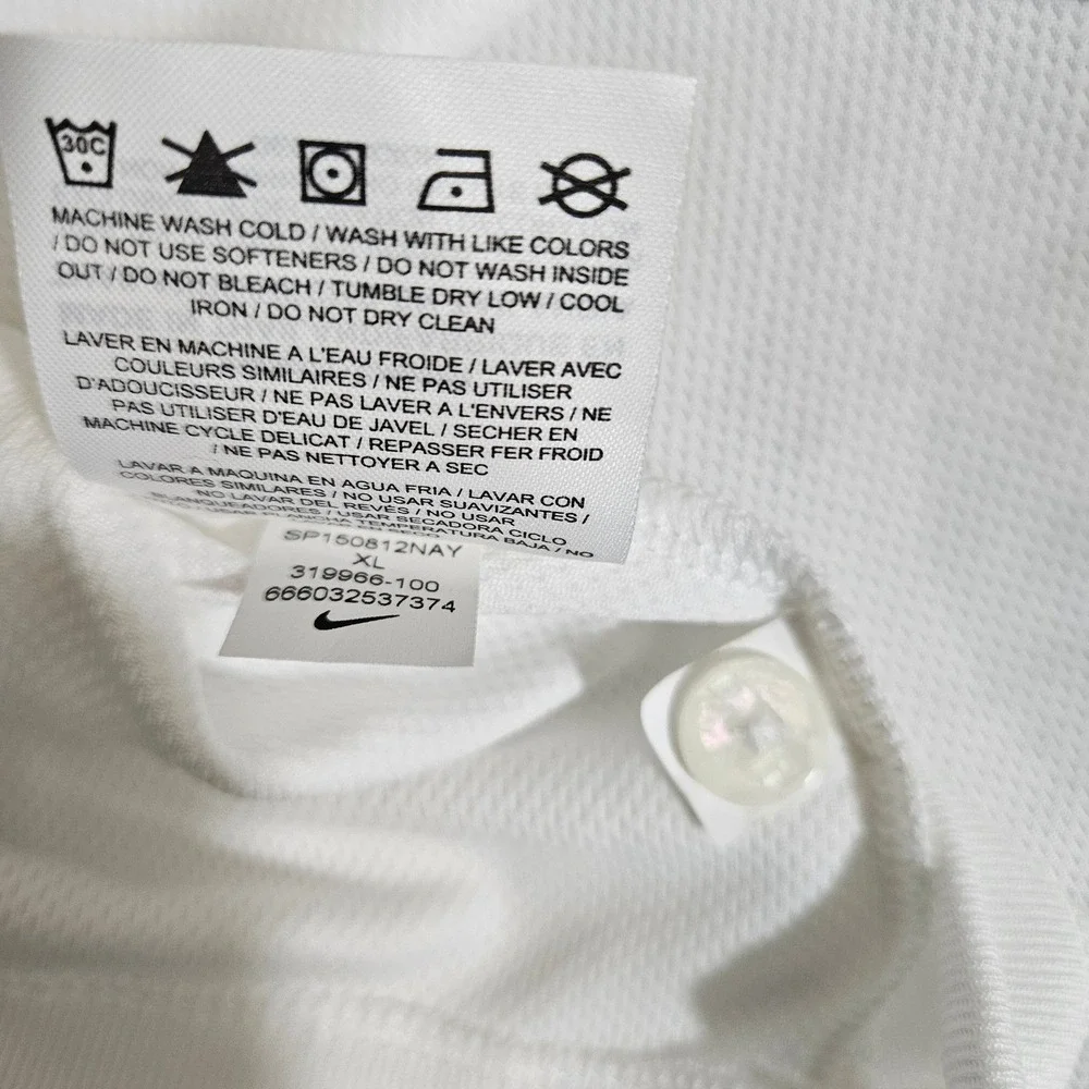 Nike Golf Men XL Dri-FIT Polo Shirt White Munich RE Logo 319966-100 Short Sleeve